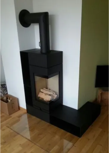 Beispielbild fertig eingebauter Kaminofen